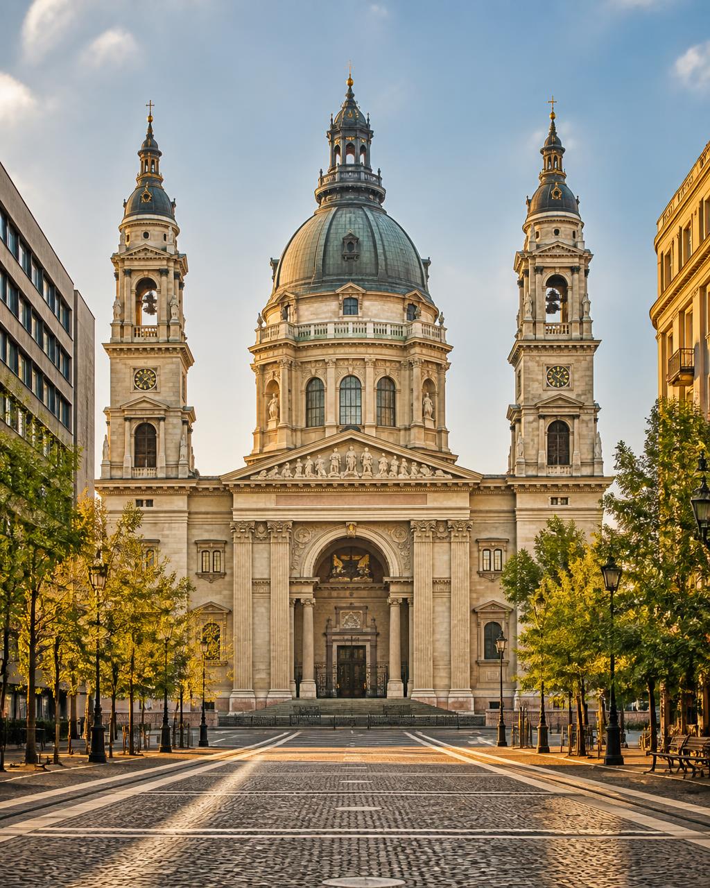 La basilique Saint-Étienne de Budapest en lumière naturelle