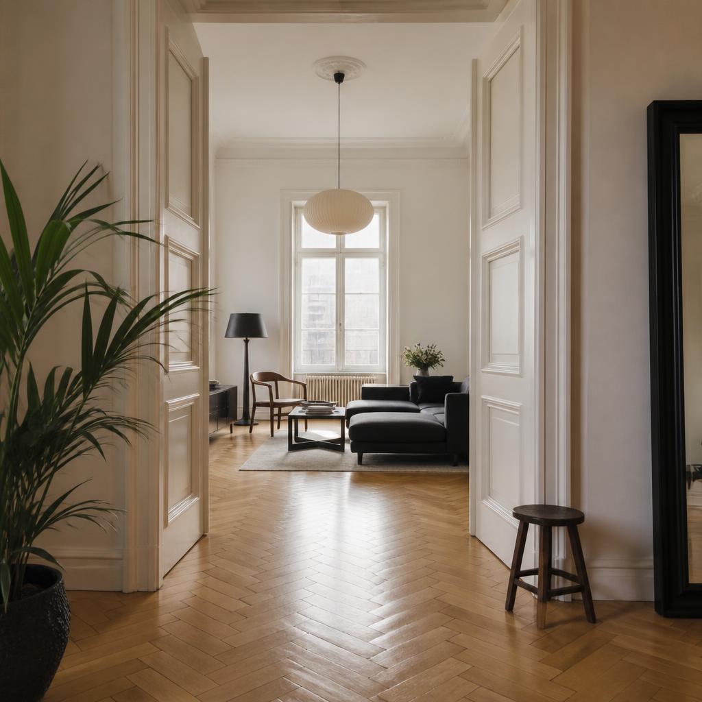 Salon lumineux d'un appartement élégant à Budapest